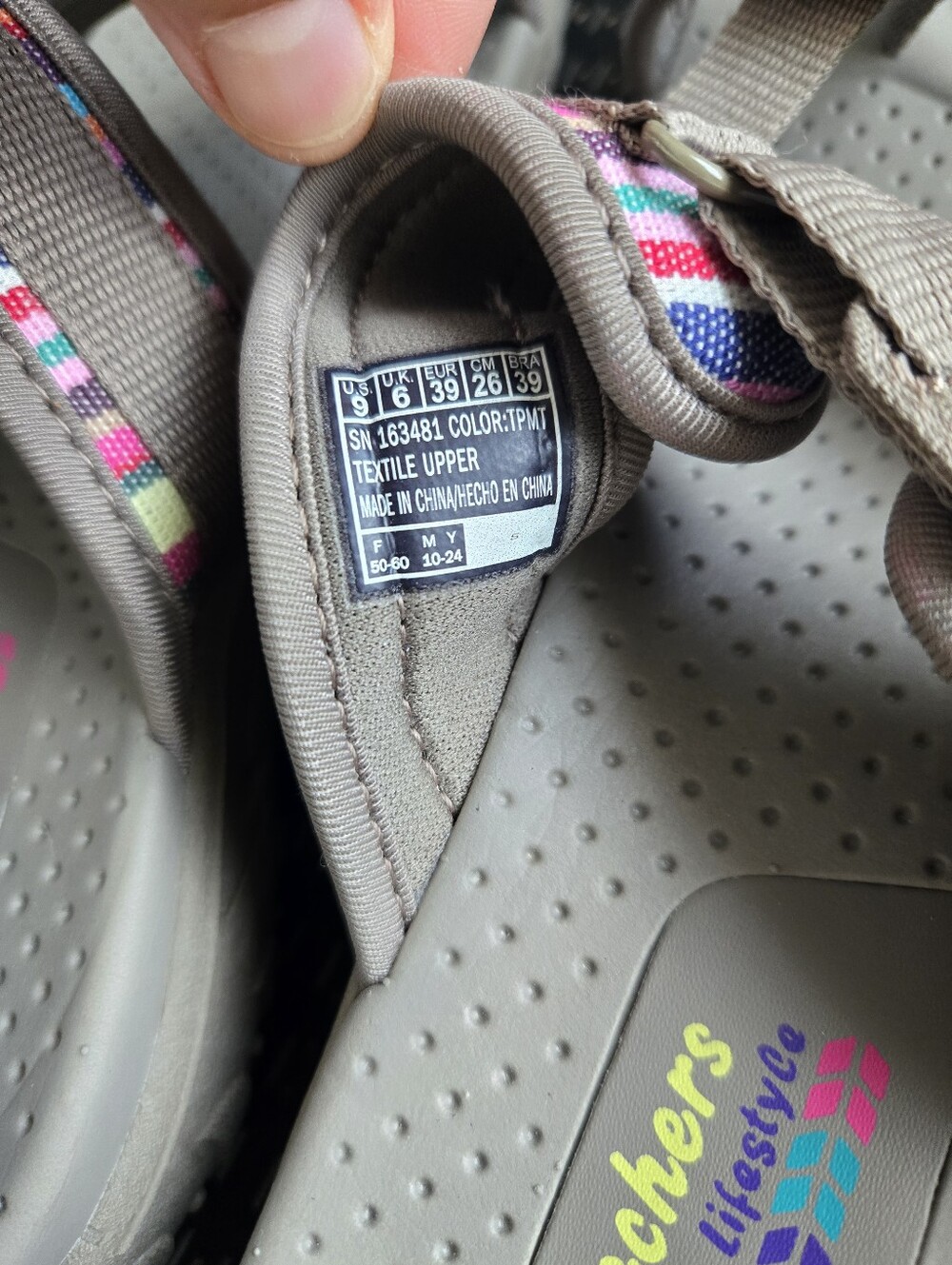 Skechers Gray Strappy Sandals with Pink & Blue Accent - Picture 4 of 5